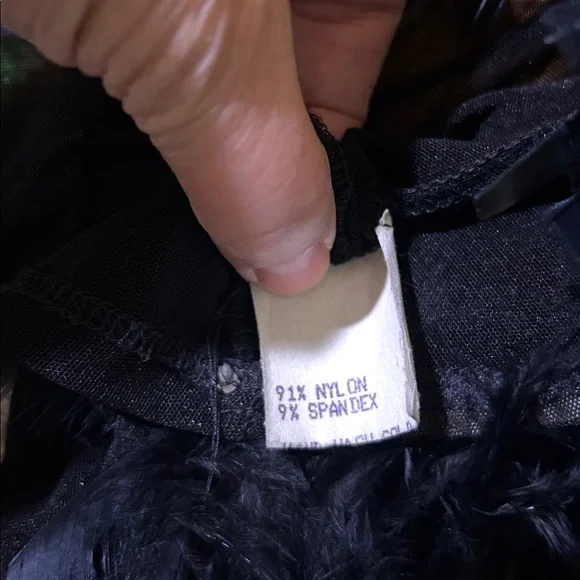 Black feathered bolero with sheer sleeves, vintage, Labelle, sz S GUC - Picture 9 of 9